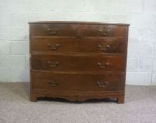 A mahogany bowfront chest of drawers, 19th century, with two short and three long drawers, 89cm