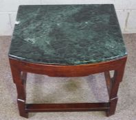 A Chinese Huanghuali or Hongmu type stool, Qing Dynasty, with later green Serpentine stone top,