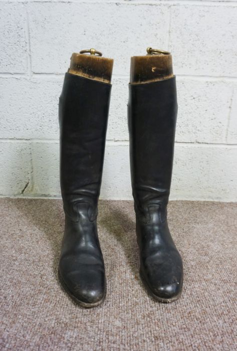 A pair of vintage black leather riding boots by Maxwell of London, with trees, approx size 10 ( - Image 3 of 7