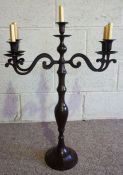 A modern Queen Anne style candelabrum, bronzed with hinged arms, 68cm high