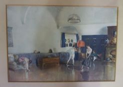 Eleven assorted pictures, including a Russell Flint print 'The Marchesa's Boathouse' and others