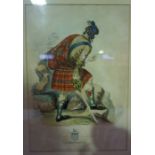 A 19th century coloured engraving of a Highlander, 'The Clan MacInnes', published by Menzies,