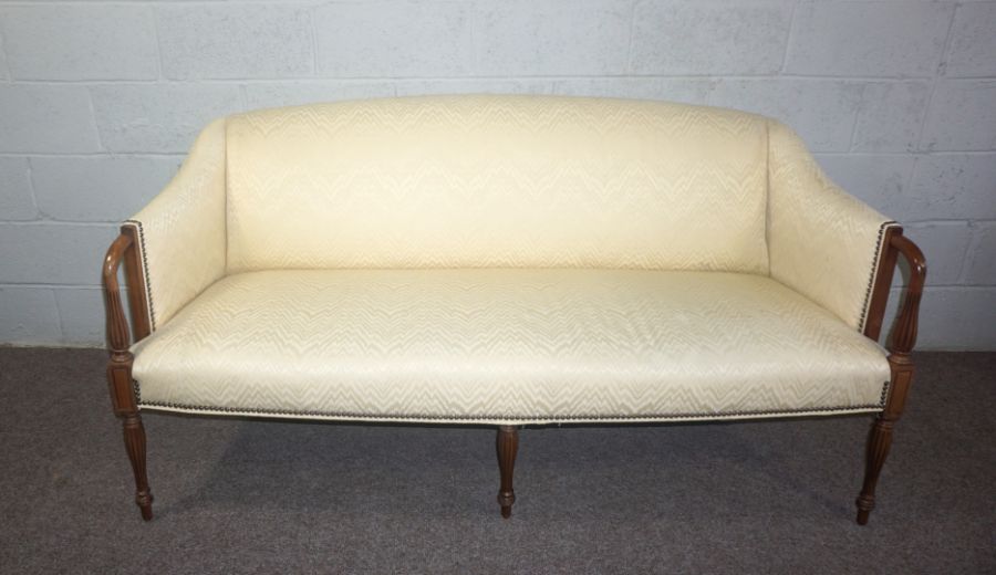 A George III style mahogany canap‚ (or settee), 20th century, currently upholstered in yellow - Image 2 of 2