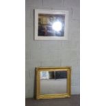 A gilt framed wall mirror and similar white framed mirror (2)