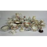 A large assortment of largely 19th century porcelain, including four sparrow beaked jugs, assorted