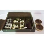 A leather cased canteen of American silver flatware by Alvin, 'Maryland' pattern, for twelve place