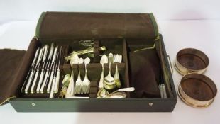 A leather cased canteen of American silver flatware by Alvin, 'Maryland' pattern, for twelve place