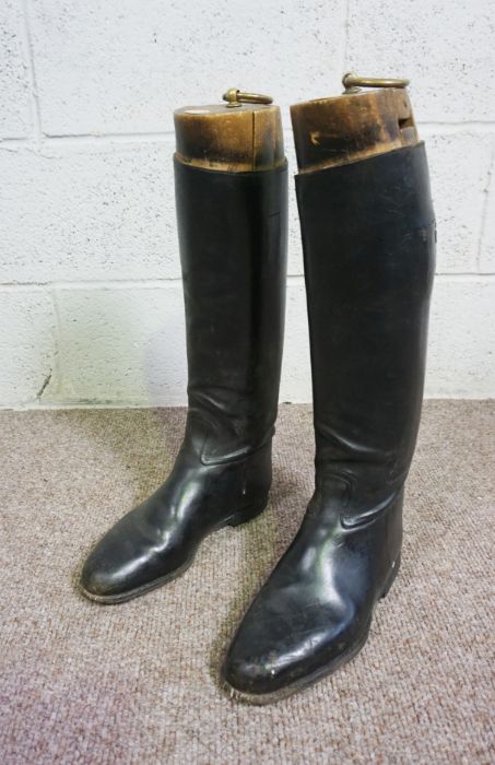 A pair of vintage black leather riding boots by Maxwell of London, with trees, approx size 10 ( - Image 4 of 7