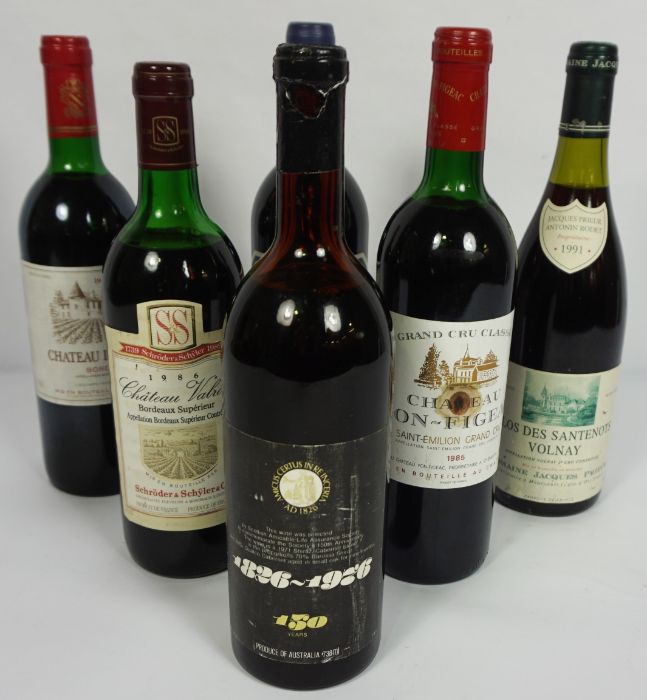 Wine: six assorted bottles of red wine, including Medoc 1990 (6)
