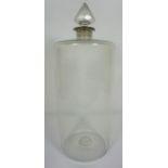 A very large clear glass Apothecaries bottle jar, 19th century, of tall cylindrical form, with a