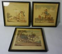 A small group of humorous 19th century prints, including 'A Pull'd Turkey'; 'Rusty Bacon' and '