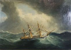 British School, early 19th century, HMS Urgent, oil on canvas, unsigned, 65cm x 90cm HMS Urgent