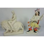 A Minton parian figure group of Una and the Lion modelled after the original by John Bell with the