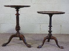 A George III style wine table, with twist column pillar and tripod base, 64cm high; together with