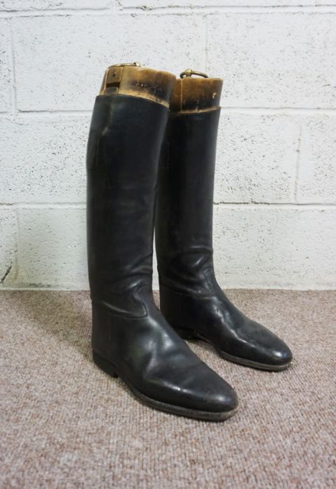 A pair of vintage black leather riding boots by Maxwell of London, with trees, approx size 10 ( - Image 2 of 7