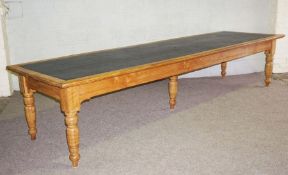 A very large ash wood cutting table, circa 1900, (previously a textile cutting table for a famous