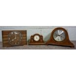 Three 20th century mantel clocks, including a small Art Nouveau style timepiece, an arch topped