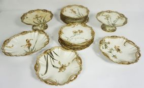 A Limoges Haviland & Co 'Feu de Four' porcelain botanical dessert service, 19th century, decorated