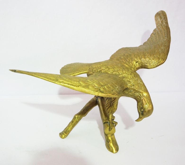 A modern brass statue of an eagle, with wings spread, 46cm high, 60cm high - Image 3 of 3