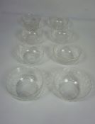 A set of engraved glass finger bowls, together with assorted crystal rummers (a lot)