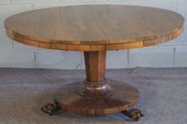 A William IV rosewood breakfast table, circa 1830,ÿwith a round tilt top set on an octagonal tapered