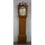 A Scottish late Georgian oak cased 8 day long case clock, 19th century, signed 'Galashiels', with