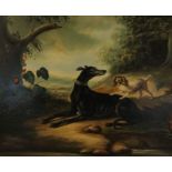 Manner of Charles Towne (1763-1840), Study of a Greyhound and Spaniel in a landscape, oil on