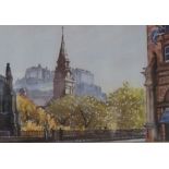 Fifteen assorted pictures and prints, including a watercolour view of Edinburgh Castle (15)