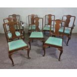 A set of eight modern Queen Anne style dining chairs, with arched backs, including two armchairs;