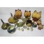 A collection of Novelty pottery cats and other similar cat and animal figures (a lot)
