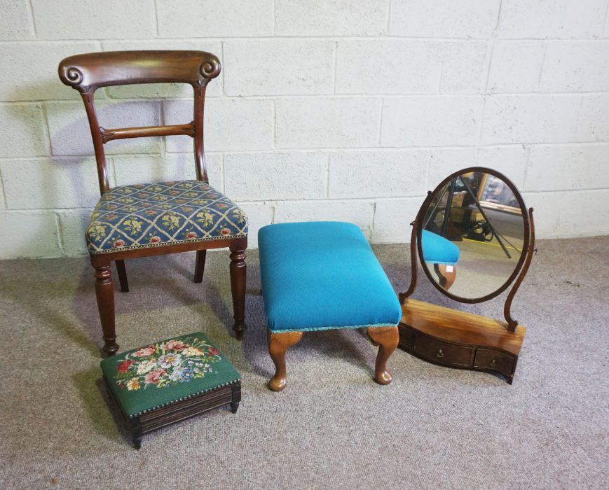 A Victorian mahogany bar backed dining chair, together with two foot stools and a mahogany - Image 4 of 9