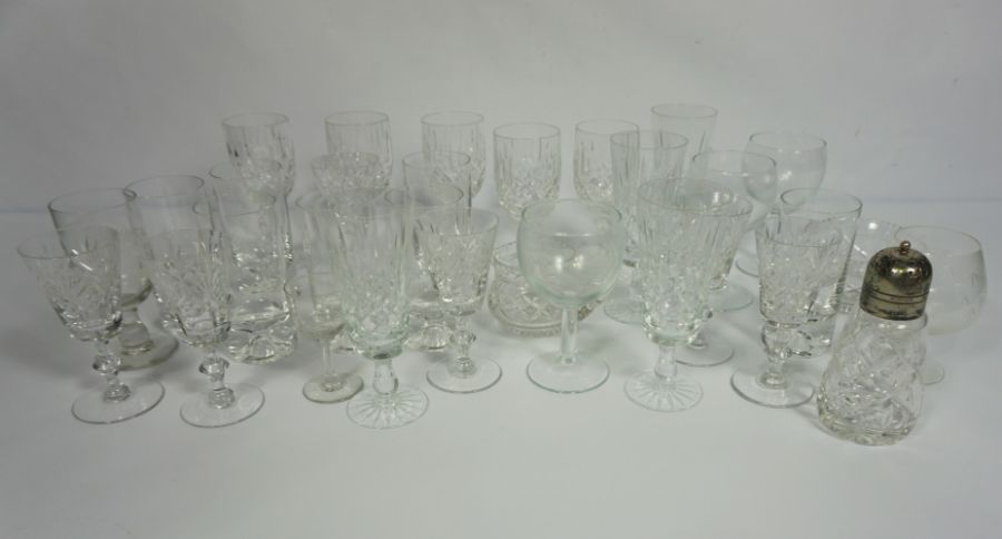 A large assortment glassware, including champagne bowls, flutes and a caster with plated top (a - Image 2 of 4