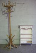 A Modern bentwood coat stand and small bookshelf