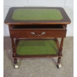 Four assorted small tables, including a small oval table with integral basket; an an Edwardian piano