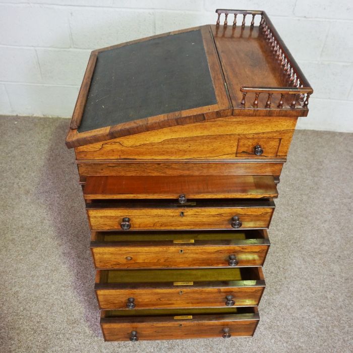 A fine George IV rosewood sliding top Davenport, attributed to Gillows of Lancaster, with a - Image 6 of 9