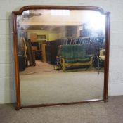 A large Victorian walnut framed overmantel mirror, with slender arched top, 153cm high, 149cm wide