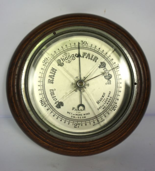 A Victorian slate cased mantel clock and vintage aneroid barometer (2) - Image 9 of 10