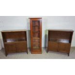 A vintage mahogany bookcase, with adjustable shelves and glazed door, 150cm high; together with