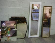 A group of seven assorted wall mirrors, including two vintage oval mirrors (7)