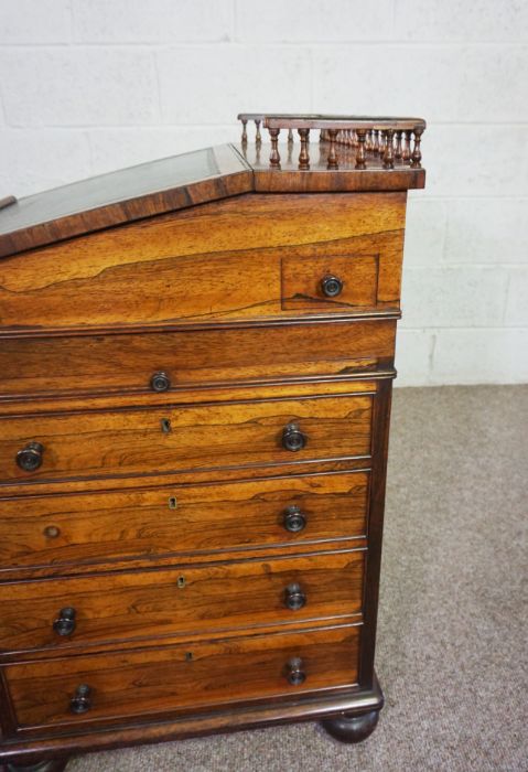 A fine George IV rosewood sliding top Davenport, attributed to Gillows of Lancaster, with a - Image 7 of 9