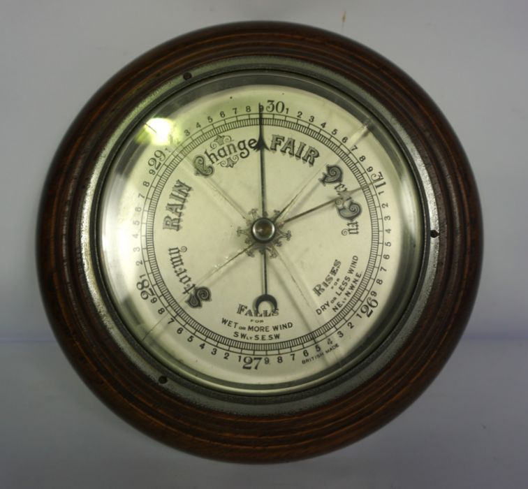 A Victorian slate cased mantel clock and vintage aneroid barometer (2) - Image 8 of 10