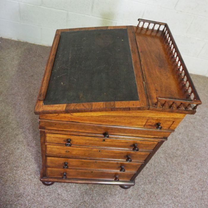 A fine George IV rosewood sliding top Davenport, attributed to Gillows of Lancaster, with a - Image 9 of 9