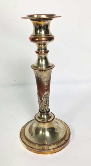A vintage stone chess set, including board; together with a silver plated candle stick, plated - Image 6 of 6