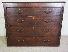 A George III mahogany chest of drawers, late 18th century, with two short and three long drawers,