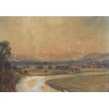 Tom Scott, Scottish (1854-1927),  The Tweed at Newstead,  watercolour, Signed LL: Tom Scott, label