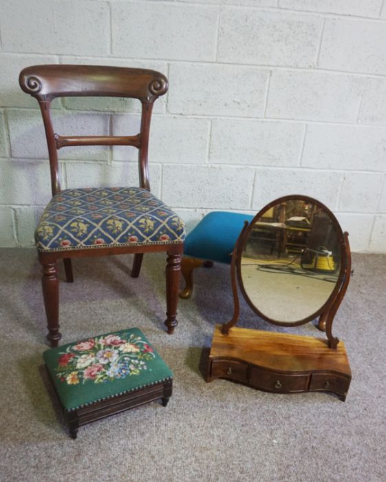 A Victorian mahogany bar backed dining chair, together with two foot stools and a mahogany - Image 2 of 9