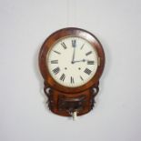 A Victorian style walnut wall clock, with a 12 inch painted circular dial, in a moulded case, with