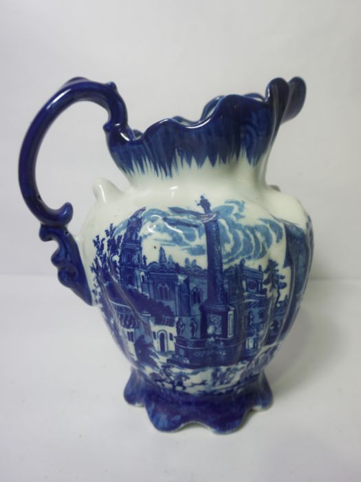 A large Victorian style wash basin and ewer with blue and white classical decoration, bowl 40cm - Image 6 of 8