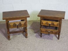 Two modern bedside tables, each with two drawers, 50cm high, 50cm wide; together with four small