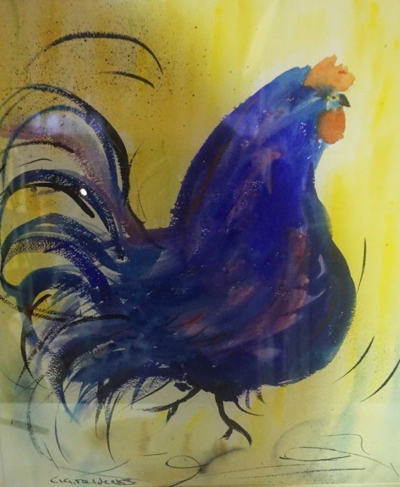 Clare Weeks, Contemporary, ‘Handsome’ a gouache of a cockerel, 43cm x 38cm, together with Two - Image 12 of 17